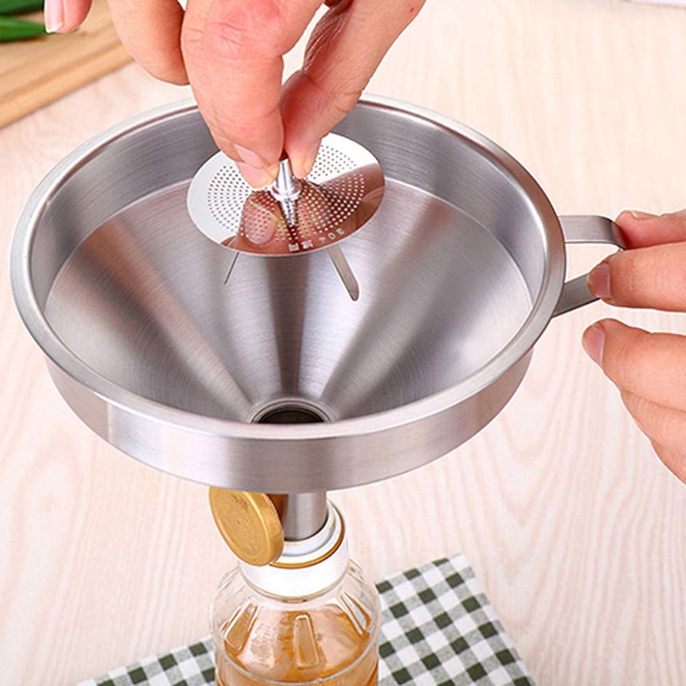 5" Food Grade Stainless Steel Kitchen Funnel W Strainer Filter For Transferring 