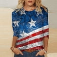 thumbnail image 2 of July 4th 3/4 Sleeve Shirts for Women American Flag Stars Stripes Shirts T-Shirt Cute Graphic Tees USA Flag Patriotic Tshirts Tunic Tops, 2 of 5