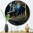 thumbnail image 2 of Designart "Golden Forest Encounter The Deer I" Landscape Forest Metal Round Wall Art Prints, 2 of 5