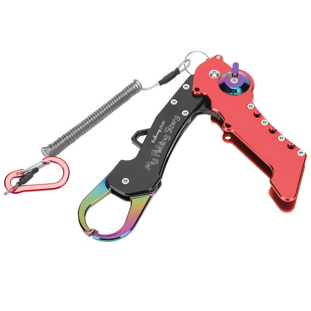 Fish , Non Slip Stable Control Anti Lost Rope Fishing Clamp With PU Leather  Case For Outdoor Fishing Red Black 