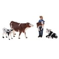 thumbnail image 3 of Vacas de animales realistas de plástico, cerdos con accesorios de s, kit de juego para contar historias para niños Baoblaze Figura de acción de PVC Farm Farmer, 3 of 8
