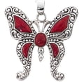 thumbnail image 3 of Butterfly In Red Sponge Coral 925 Sterling Silver Pendant, 1 1/4", 3 of 4
