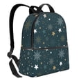 thumbnail image 2 of Lsque Christmas Snowflake Pattern Backpack – School Travel Canvas Daypack with Ergonomic Padded Straps, Multiple Compartments & Leather Handle, 2 of 5