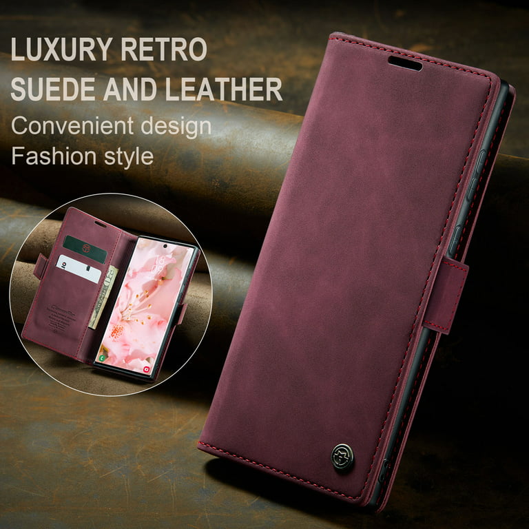 CaseMe Samsung Galaxy S24 Ultra Retro Flip Leather Wallet Case Brown