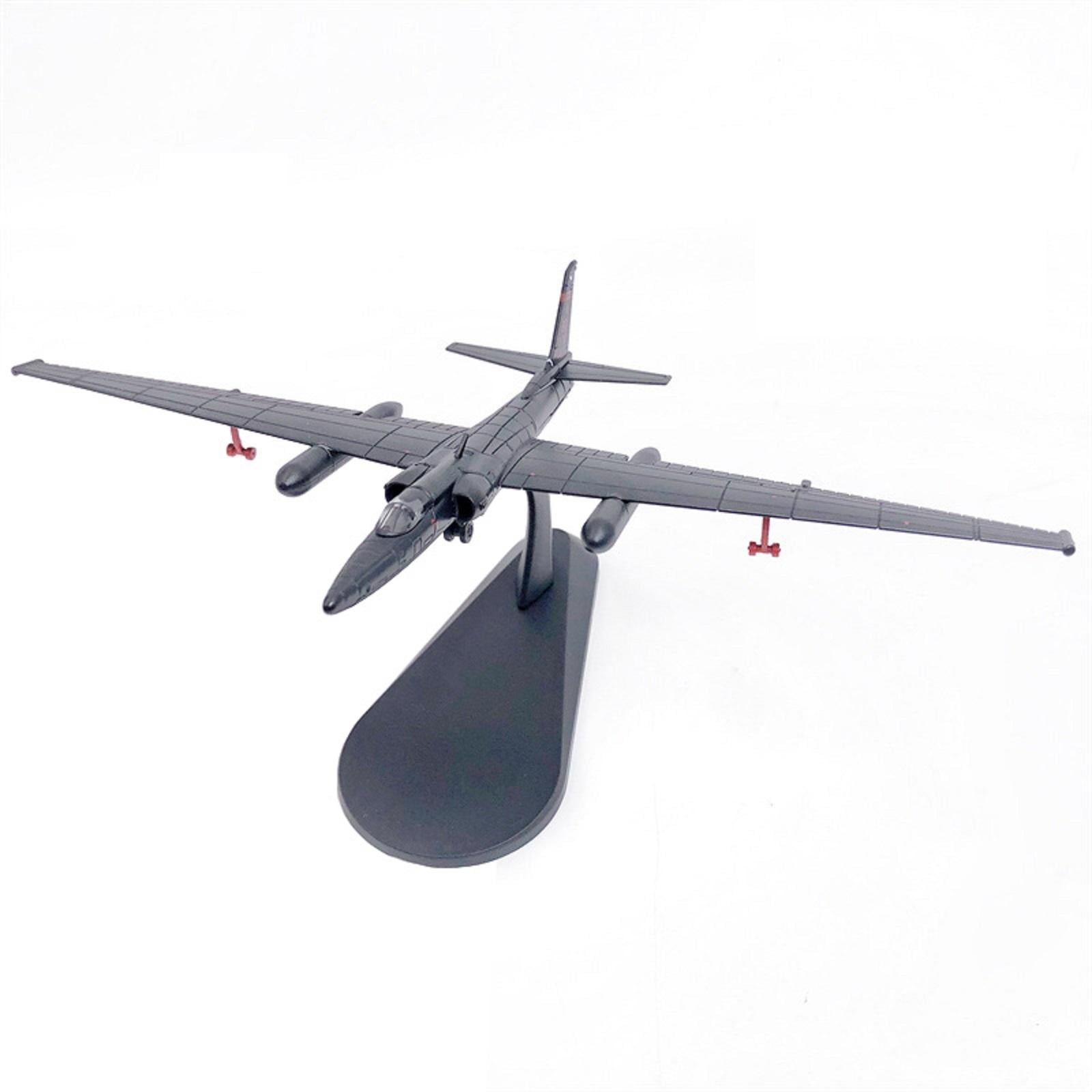 NATEFEMIN U2 Airplane Reconnaissance Diecast Model 1/144 Black with Stand Aviation Souvenir Collectible for Model Plane Collectors