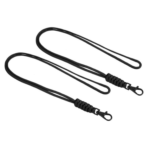 Uxcell 19" Paracord Lanyard Lobster Clasp Necklace Cord Badge Holder Strap, Black 2 Pack