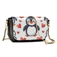 thumbnail image 2 of Leather Clamshell Crossbody Bag 10.4x5.5x3.7Inch Women's Crossbody Handbags Shoulder Purse Bank Card Bag Cash Bag Key Bag Love Penguin, 2 of 7