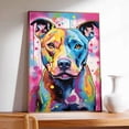 thumbnail image 3 of American Staffordshire Terrier Dog Flower Canvas Painting Colorfull Canvas Art Prints Bathroom Artwork for Wall Living Room Bedroom Bathroom Wall Art Framed Art Wall Decor 1 inch, 3 of 5