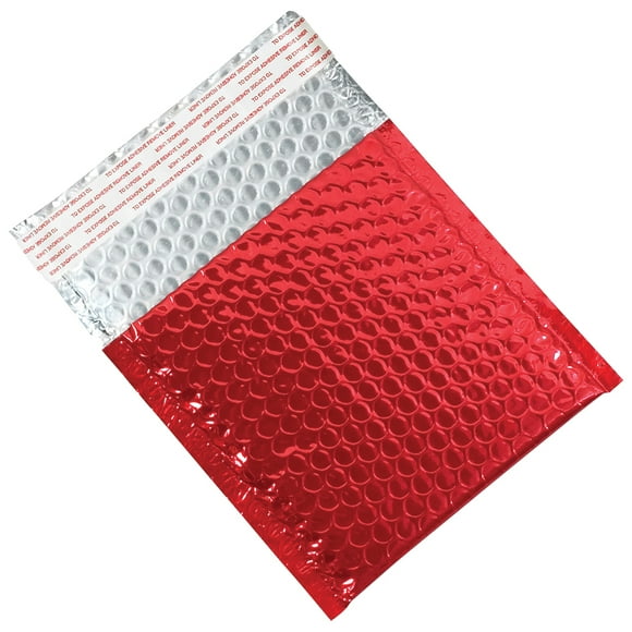 Aviditi Metallic Self-Seal Bubble Mailers, 7" x 6 3/4", Red, Pack of 72, Grab Attention When Mailing and Shipping.