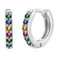 thumbnail image 1 of Xiao Hua Adecuado tanto para hombres como para mujeres, conjunto redondo multicolor con pendientes de circonita, accesorios de pendientes de moda, pendientes circulares de plata (color), 1 of 4