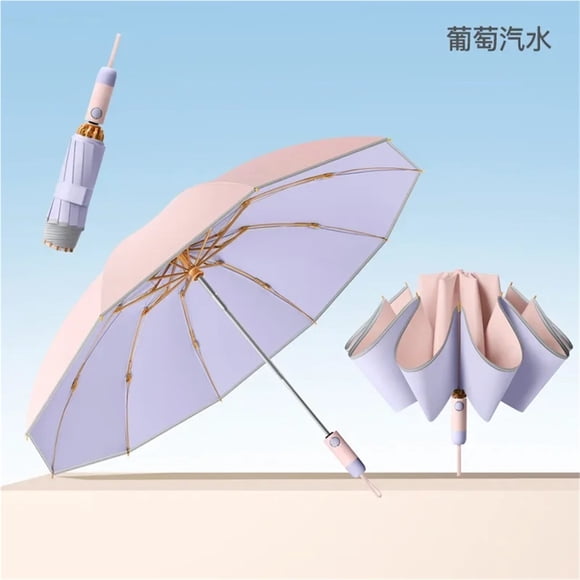 Parapluie Coupe-Vent et Pare-Soleil pour Femmes, Parapluie Inversé Automatique, protection Uv contre la Pluie et le Soleil, et Parapluie Pliant
