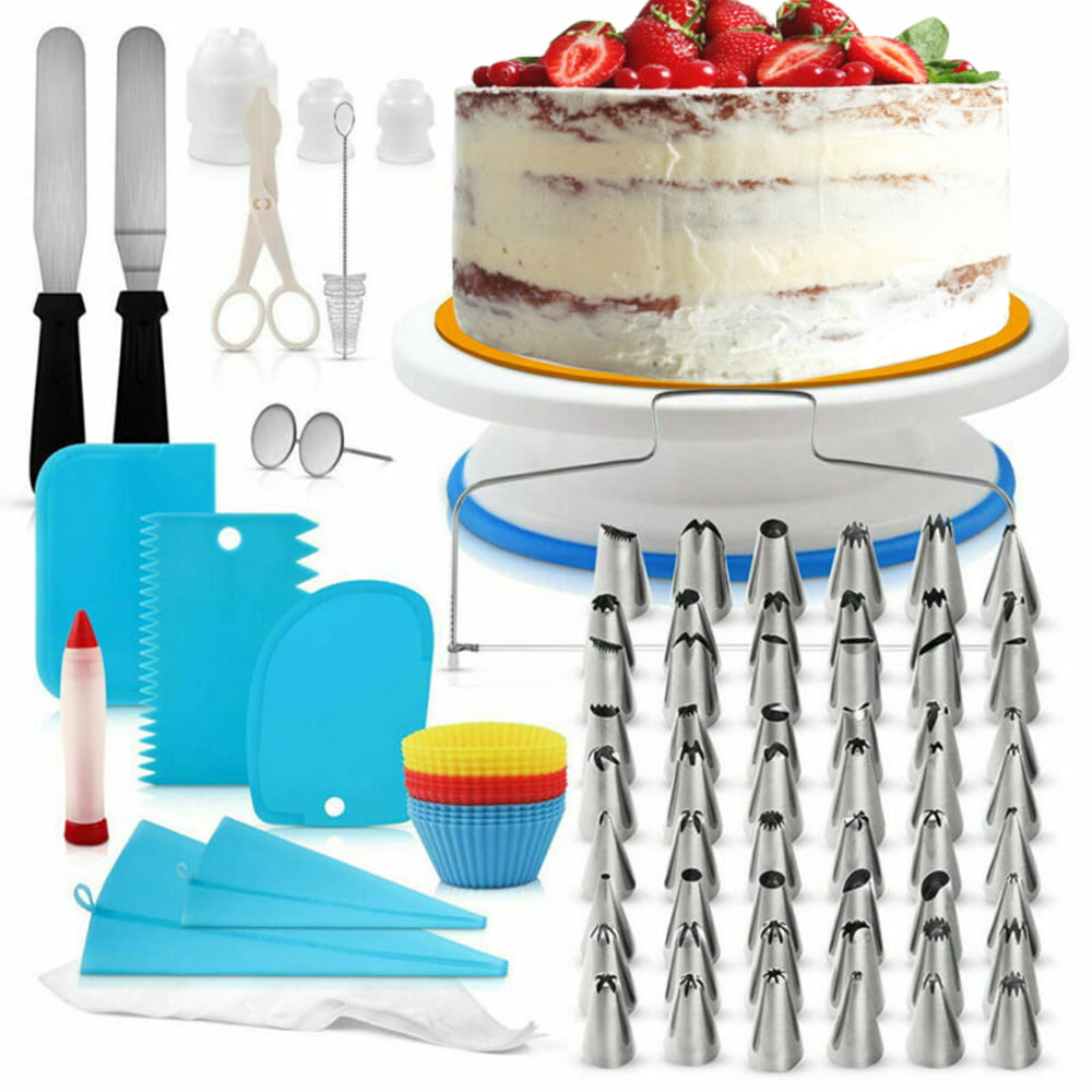 Details about   Cake Decorating Set Kit Tools Turntable with 2 Icing Spatula & 3 Icing Smoother 