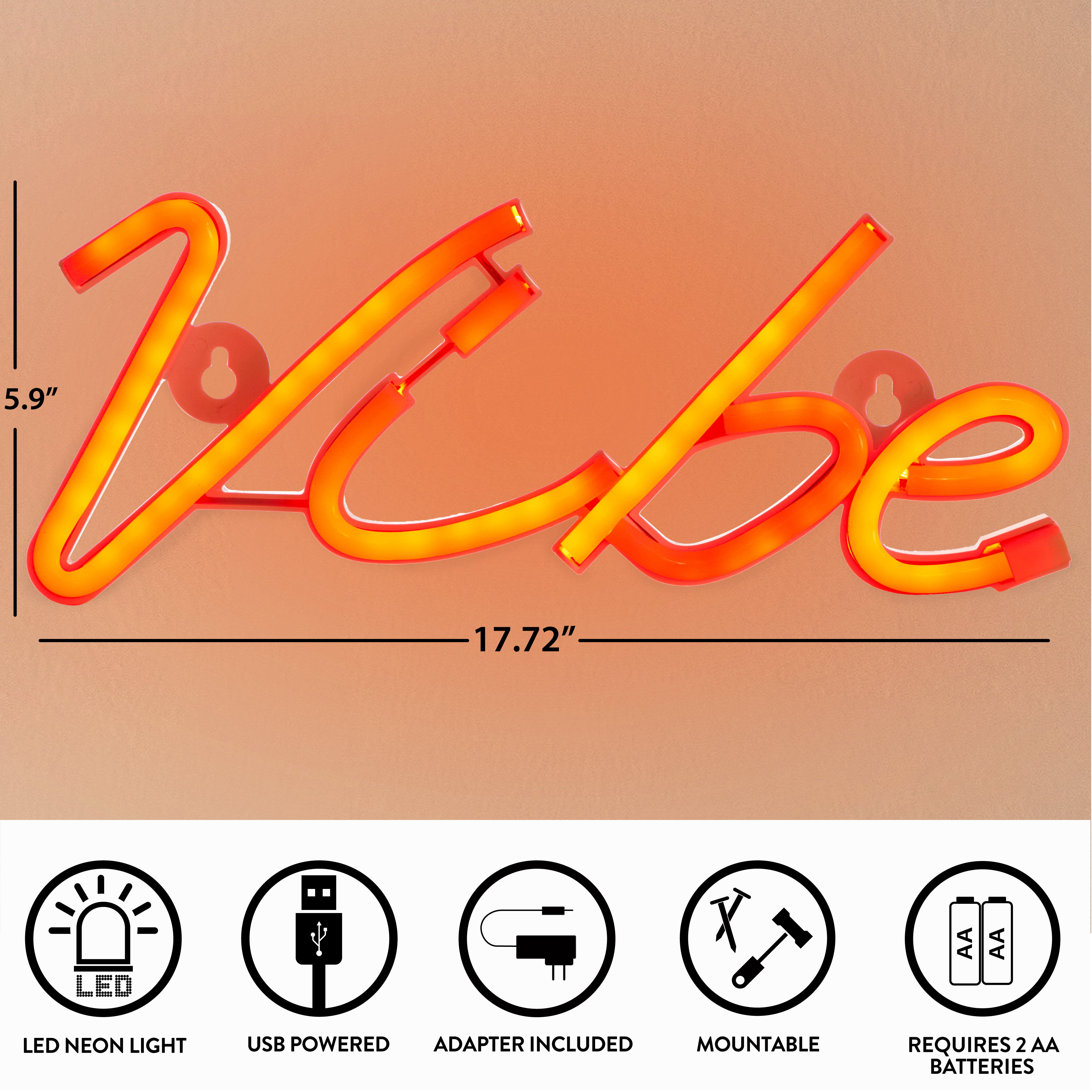 Urban Shop Red Vibe LED Neon Wall Light photo 5