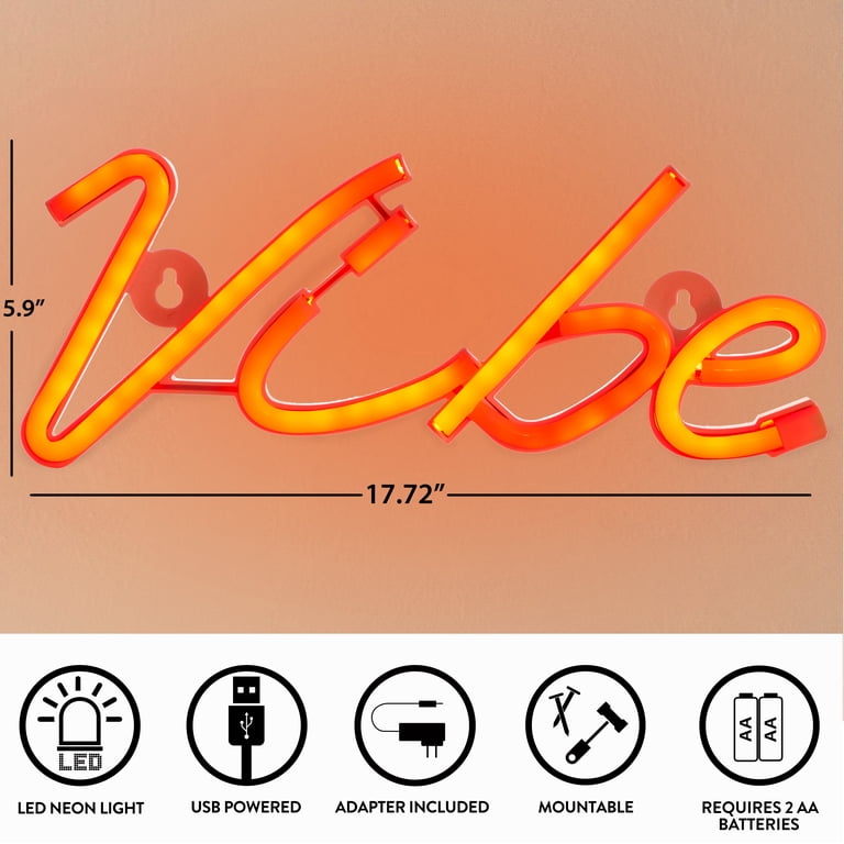 Urban Shop Neon Vibe LED Wall Light with USB Cord and Power