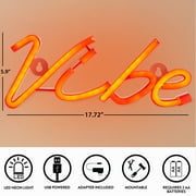 Urban Shop Neon Vibe LED Wall Light with USB Cord and Power Adapter Included, Red