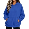 thumbnail image 2 of SYwaren Women's Casual Hoodies Solid Color Long Sleeve Button Pocket Oversized Loose Pullover Sweatshirt, 2 of 8