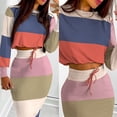 thumbnail image 2 of Womens Casual Activewear Sets Fashion Long Sleeve Top & Checker Print Drawstring Shirred Skirt Set, 2 of 9