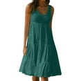 thumbnail image 2 of Fulijie Swing Dress for Women, Sand Sleeveless Round Neckline Beach dresses Casual Dress for Women, Size S-5XL, Big&Tall Green, Women's Long High Waist Tied Solid Color Round Neck Dress, 2 of 4