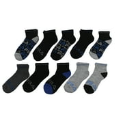 Fila Kids Boys 10-Pack Half Cushion Quarter Socks Stripe Sole - Black, Boys Small Shoe Sizes 7-10
