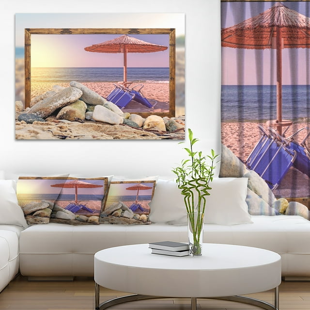 Framed Effect Beach Sunset - Seashore Canvas Art Print