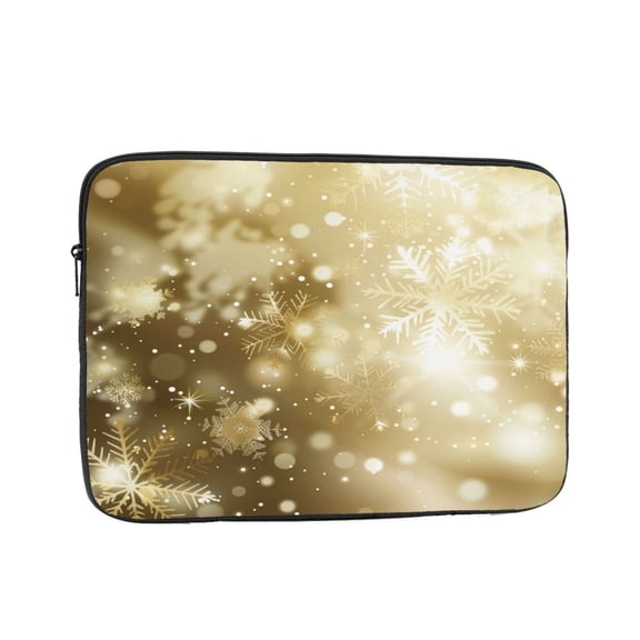 Laptop Sleeve Bag Compatible For iPad MacBook Air Pro Tablet Computer PC notebook Protective Fit in 10/12/13/14/15/16/17 inch Size Elegant Gold Christmas Snowflake (3)
