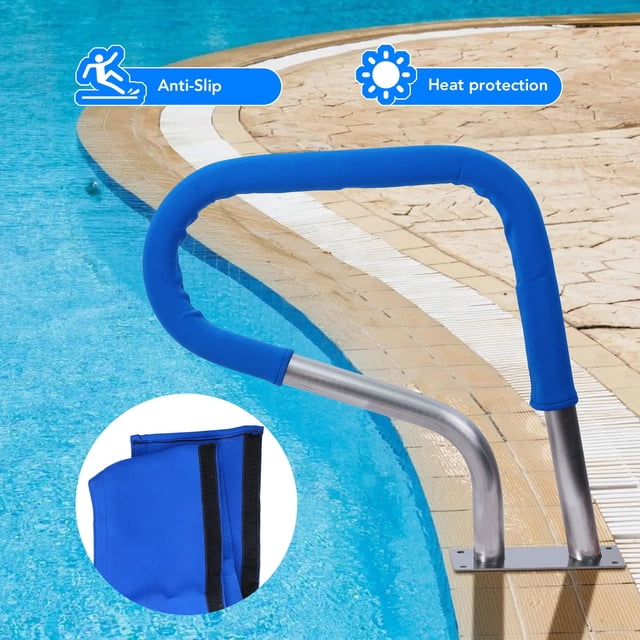 GloryStar Swimming Pool Handrail, 30 x 22 Inch, Secure Grip Hand Rail with Mounting Base Plate for Poolside Steps