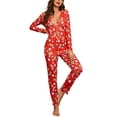 thumbnail image 2 of Rdhnmea Women Christmas  one-piece  V Neck Bodycon One Piece Pajamas Christmas Cartoon Printed Jumpsuit Bodysuit Sleepwear, 2 of 6