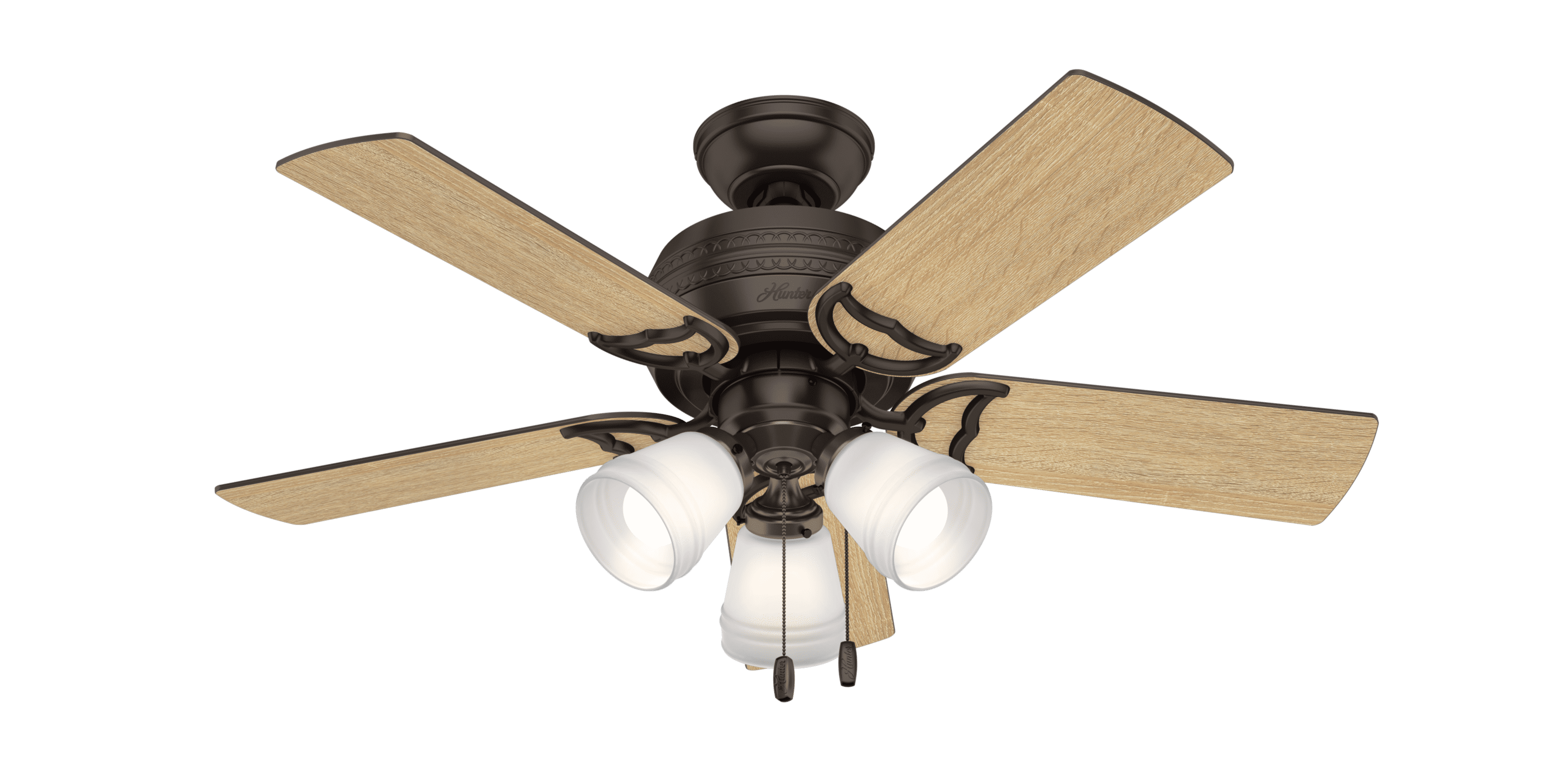 Hunter 42" Prim Premier Bronze Ceiling Fan with Light Kit and Pull