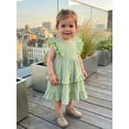 thumbnail image 5 of BemeyourBBs Toddler Baby Girl Summer Dress Outfit Little Girl Sundress Casual Tiered Ruffles Flutter Sleeves A-Line Dress Beach Princess Party Dress Cute Clothes, 5 of 9