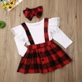 thumbnail image 5 of Toddler Kid Girls Christmas Clothing Set Lace Ruffles Tops+Plaid Skirts Red Dress Xmas Kid Costumes, 5 of 7
