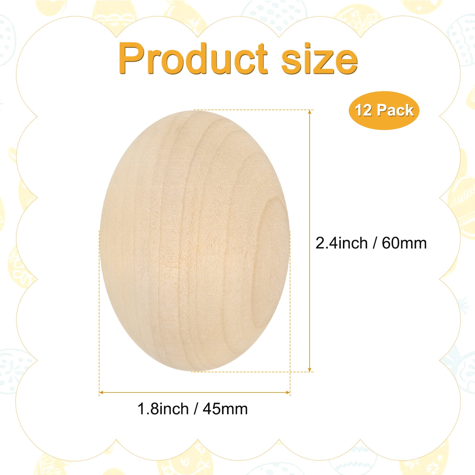 Uxcell 12-Pack Wooden Fake Eggs, 2.4 Inch Quality Wooden Easter Eggs DIY Painting Solid Egg for DIY [Wooden]