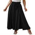 thumbnail image 2 of JUNWELL Women Loose Pants Belted Long Trousers Summer Ladies Leisure Solid Color High Waist Ruched Beach Wide Leg Pants, 2 of 5