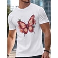 thumbnail image 3 of Camisetas de manga corta con estampado de mariposas y flores de colores para hombre, cuello redondo, temática natural., 3 of 8
