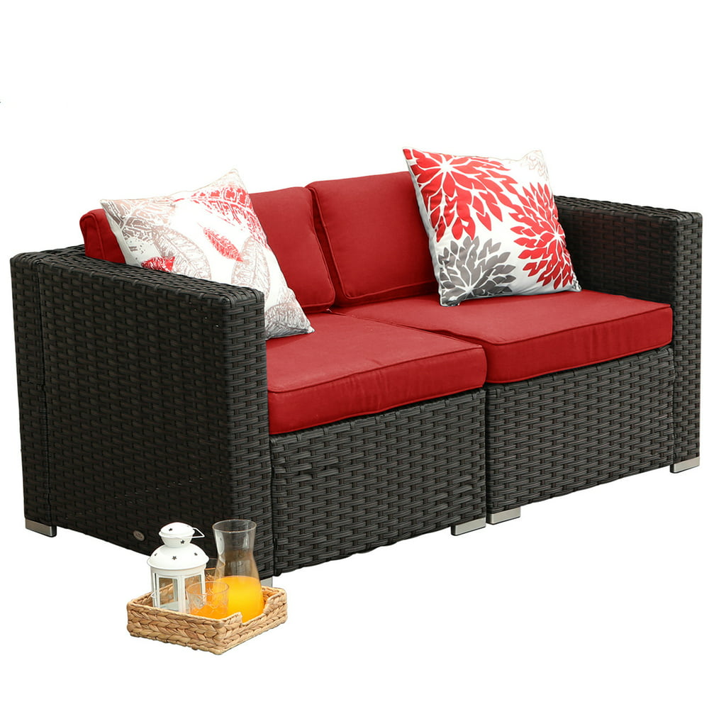 MF Studio Outdoor Sectional Furniture 2 Piece Patio Sofa Set Low-Back