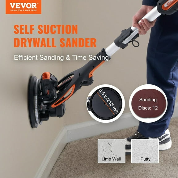 Electric Drywall Sander With Vacuum Dust Collection 900W Motor 800-1800RPM Variable Speed Foldable Handle For Home Renovation And Professional Wall Sanding