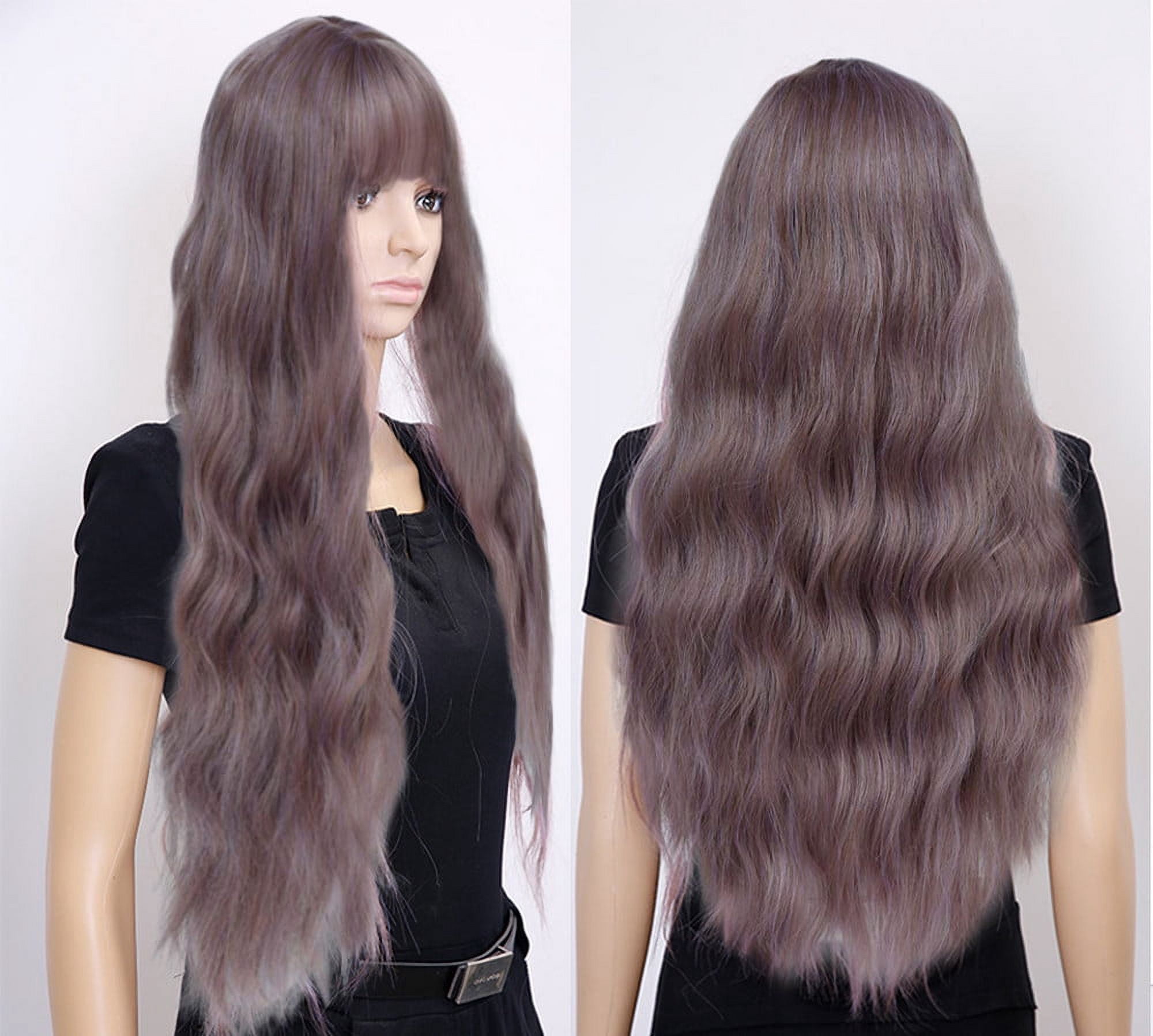SUCS Human Hair Wigs For Women Black Color Natural Lace Hair Long Mix Purple Women Wigs Heat Resistant Synthetic Kinky Curl