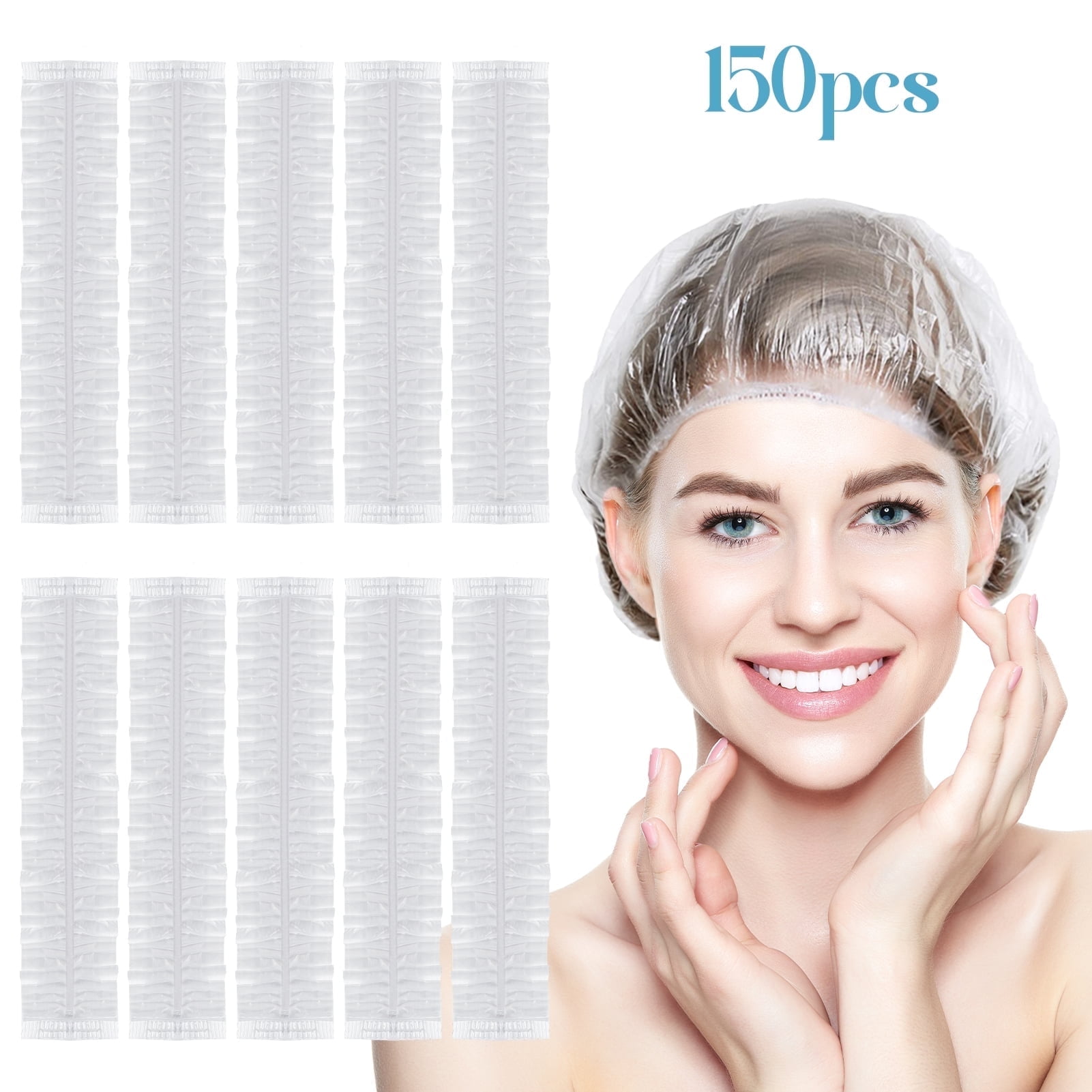 Qweryboo 150PCS Disposable Shower Caps, Extra Large and Thick Hair Caps, Waterproof Elastic Large Shower Cap for Women, Caps for Hair Treatment, Home, Travel, Spa