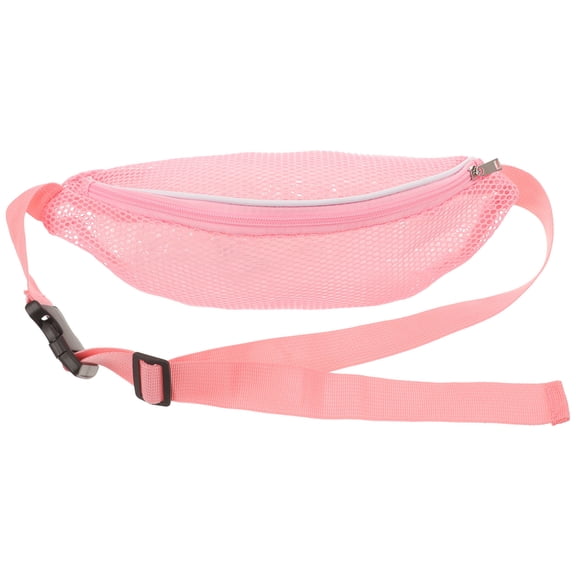 FONDOTIN Casual Fanny Pack Waist Pack Pink Net Fabric 1Set for Daily Use and Going Out