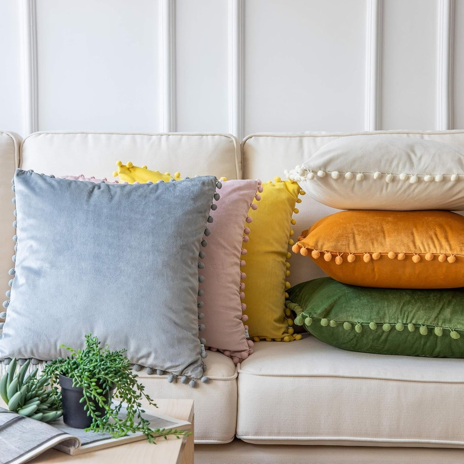 20×20 Inch Decorative Throw Pillow Cover 2-Pack Soft Textured Accent Cushion for Sofa Bed Living Room Home Decor