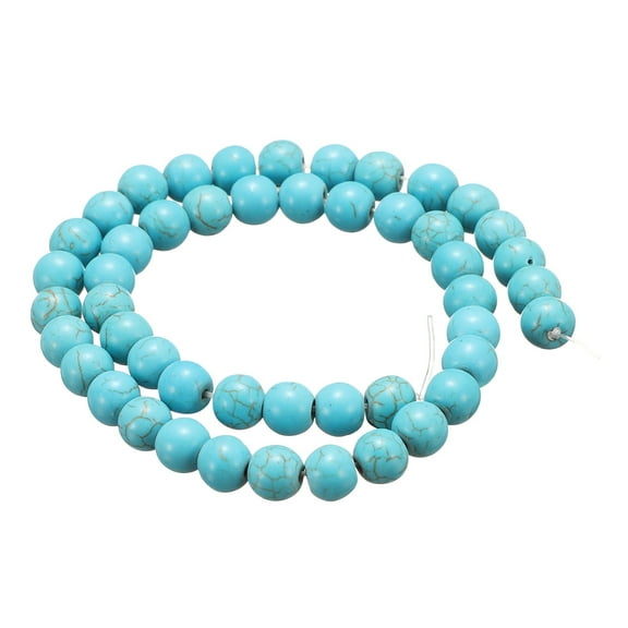 Uxcell 50pcs Natural Stone Beads 8mm Turquoise Round Gemstone Stone Loose Beading Real Genuine Smooth Balls Bead for Jewelry Making Bracelets Necklace Earrings DIY