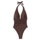 thumbnail image 2 of Trajes de baño Amzcrzy Tankini para mujer, bikini de control de abdomen para mujer, bikinis de cintura alta con cordón ajustable, traje de baño de una pieza fruncido, café, XL, 2 of 6
