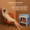 thumbnail image 5 of Auseo Electric Fireplace Heater 25’’ with 3D Realistic Flame Effect, Freestanding Fireplace with Remote Control, Timer, Different Flame Color,2 Heating Modes 500W/1500W, Blue, 5 of 6