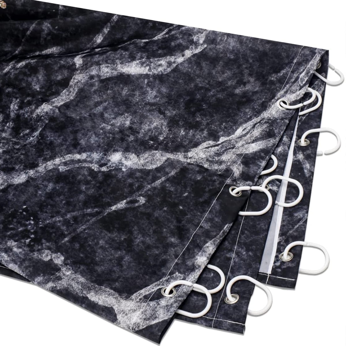 Dznils Marble Shower Curtain and Bath Rug Set, Modern Fabric Bathroom Curtain Sets, 72" x 72", Black