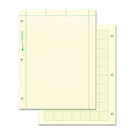 national brand computation pad, plain on front side / 5 x 5 quad on back side, 8.5 x 11 inches, green paper, 100 sheets (42382)