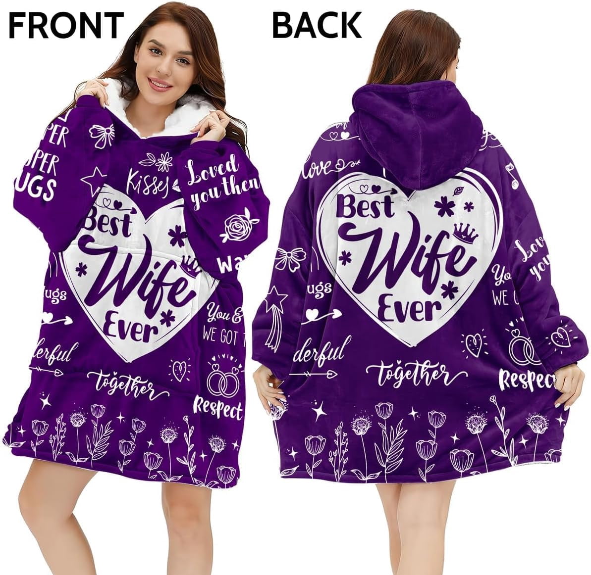 for Wife Hoodie Blanket from Husband, Best Wife Ever Wearable Hoodie, for Wife Girlfriend from Husband Boyfriend, Birthday Gifts for Wife from Husband