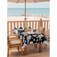 thumbnail image 2 of Outdoor Tablecloth with Umbrella Hole for Patio/Picnic/Party/Camping, Coastal Waterproof Table Cloth Rectangle Table Cover Washable, Summer Nautical Ocean Floral Shell Starfish Black (54"x 80"), 2 of 8