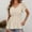 Beige, variant on Njoeus Womens V Neck Flare T Shirt Casual Short Sleeve A Line Pleated Tunic Tops Cute Blouses