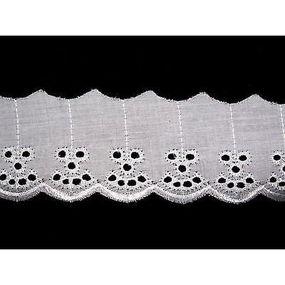 Lily 2" White Blue Ivory Poly Cotton Embroidery Eyelet Lace Trim Wholesale