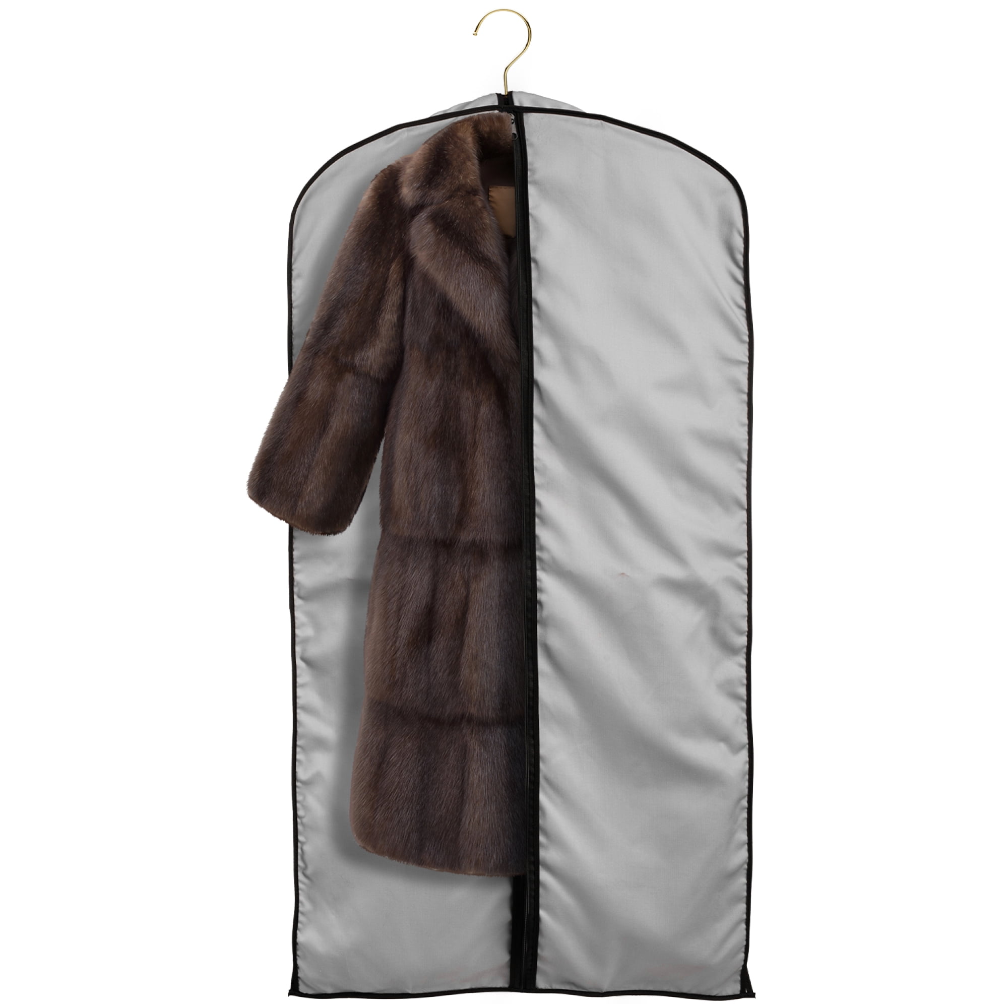 45'' Breathable Gray Cotton Poplin (Black Trim) Garment Bag - 1 Count - Basic LTD
