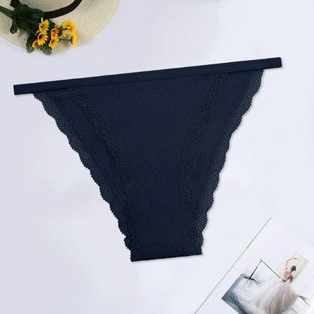 Panties for Women Microfiber Lace Triangle Low Waist Solid Color Threaded Underwear Invisibles Cute Panties